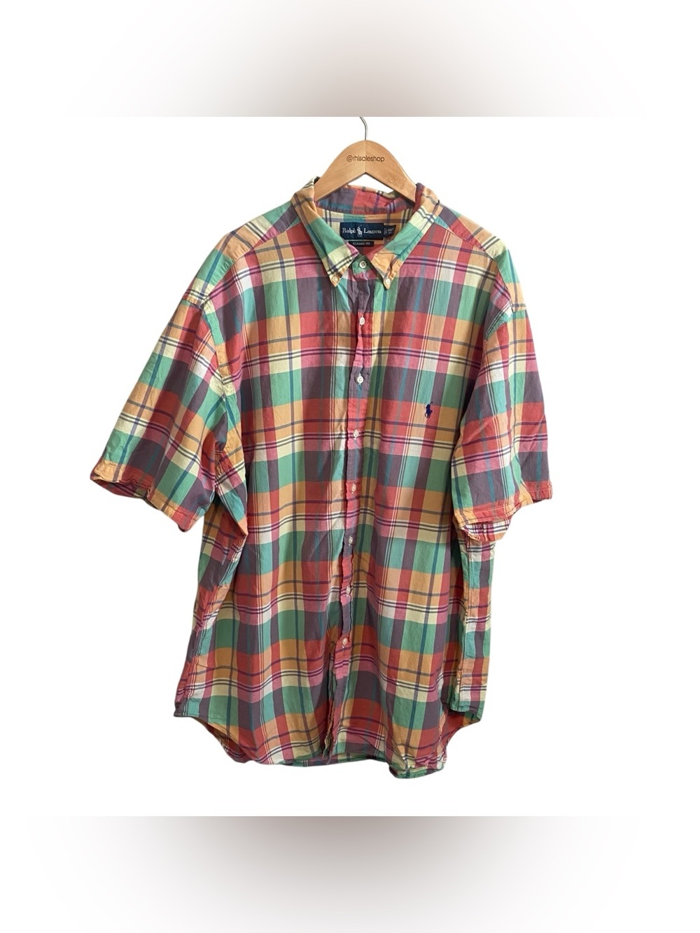 Ralph Lauren Colorful Short Sleeve Plaid Classic Fit Button Down Short Size 3XLT